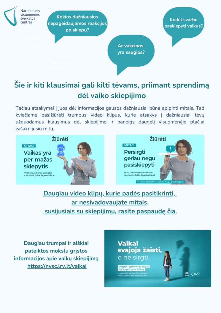 Naujienlaiškis mitai apie skiepus